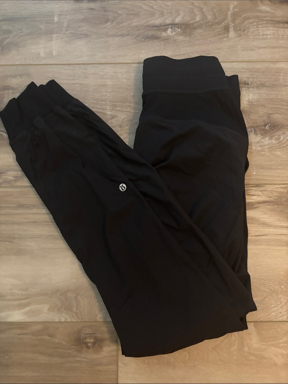 lululemon athletica Black Ribbed High-Rise Leggings with Logo